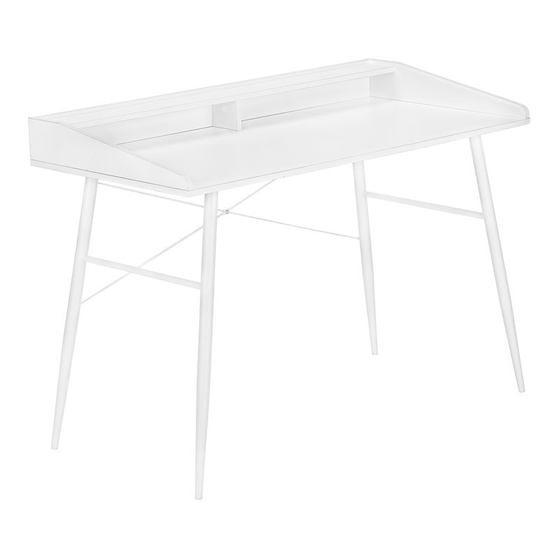 Computer Desk Home Office Laptop Storage Shelves 48"L Work Metal White