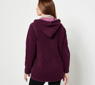 New Denim sz XS Reversible Fleece Open-Front Hooded Cardigan