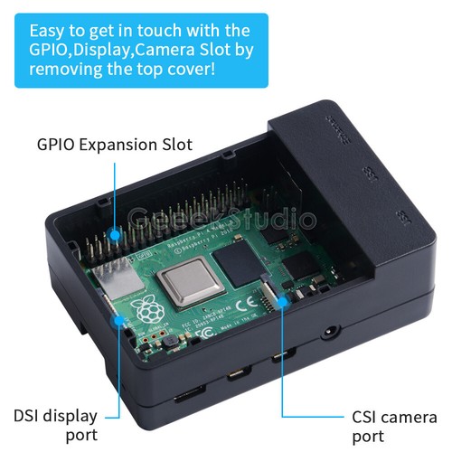 H4 Black Plastic Case for Raspberry Pi 4B with fan - Picture 3 of 6