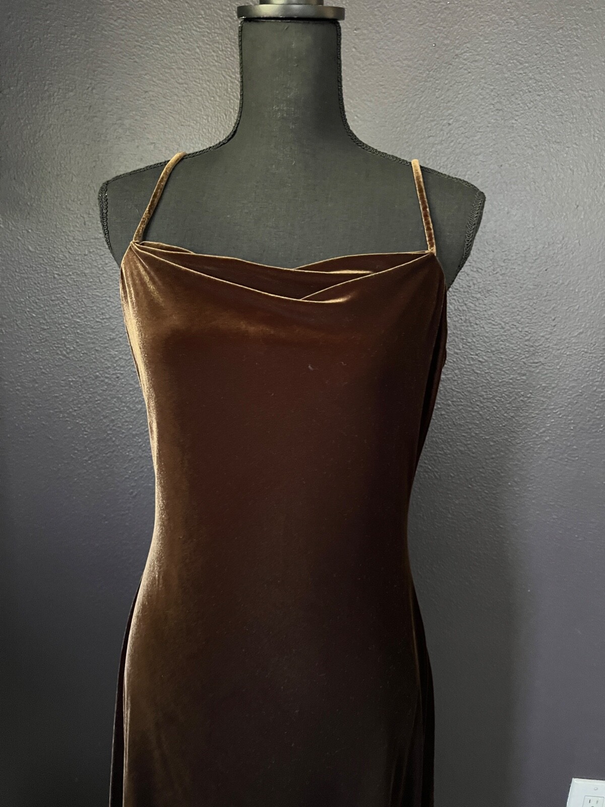 Vintage 90's Y2K Chocolate Brown Stretch Velvet C… - image 3