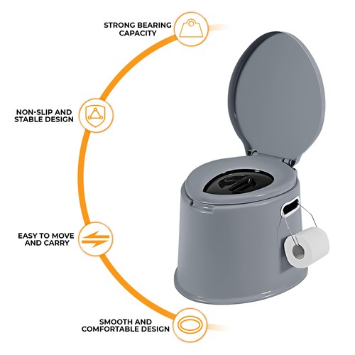 6L LARGE PORTABLE TOILET POTTY LOO CAMPING CARAVAN PICNIC FESTIVAL - BLUE/COFFEE - Picture 10 of 16