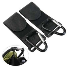 NUOLUX 2pcs Buggy Pram Pushchair Stroller Metal Hanging Clip Hooks Black 