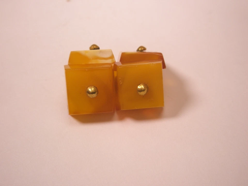 Gemelos vintage de doble cara cuadrados cónicos amarillos/naranja y blancos d-63 Foto 4 de 4