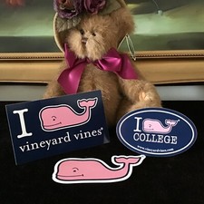 NEW 3 Vineyard Vines Sticker Pink Whale Long rectangle i whale college Decal