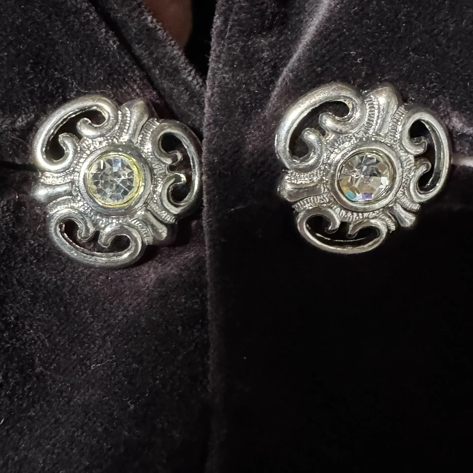 Винтажный Amanda Smith черный бархат со стразами кнопка блейзер куртка размер 16 - Изображение 3 из 4