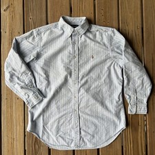 Ralph Lauren Classic Fit Light Blue Green Long Sleeve Button Shirt Men 16.5 - 32