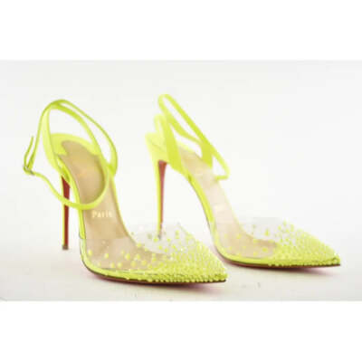 Christian Louboutin Spikaqueen 100 Yellow PVC Ankle Strap Sandal