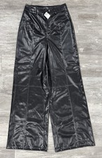Fashion Nova Faux Leather Wide Leg Pants Womens Size Small NEW
