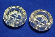 Set of 2 Clear EAPG Open Salts ~ Cross X Base ~ Concave Pattern Sides ~ Round