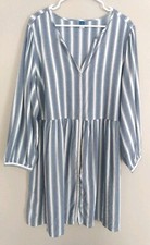 Old Navy Women's Blue Stripe Granny Button Front Shirt Dress 2X NEW Cotton Rayon
