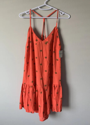 NWT, Arizona Jean Co Women s Coral Floral Short Sundress Dress Size Small.