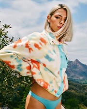 Rvca Day Off Multicolor  Tie-dye Cozy Fleece Snaps Down Relax Fit Jacket Sz.xl