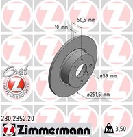 2X Zimmermann 230.2352.20 Bremsscheibe FüR Alfa Romeo Fiat Lancia