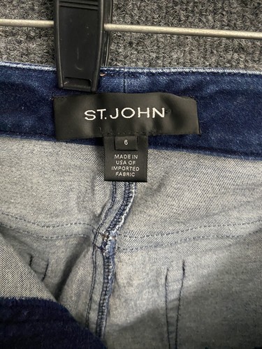 ST. JOHN Jennifer Blue Jeans Denim Pants Straight Slim Womens Size 6 - Picture 3 of 11