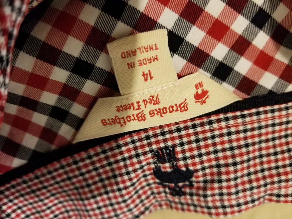 Boys Brooks Brothers Dress Shirt 14 Red Button Cotton - Image 3 of 4