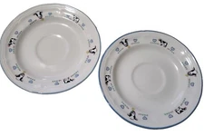 Lot Of 2 Tienshan Stoneware "Buttercup" Saucers Dairy Cow Hearts Cottagecore 90s