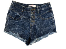 Refuge Size 2 Cut Off Stretch Denim Short Button Closure Mid Rise Women's