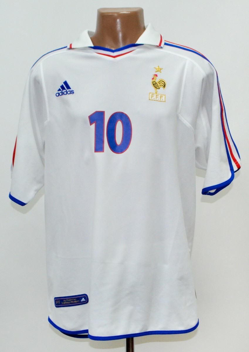 FRANCE NATIONAL TEAM 2000/2002 AWAY FOOTBALL SHIRT 10 ZIDANE SIZE