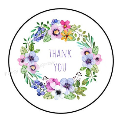THANK YOU FLORAL WREATH ENVELOPE SEALS LABELS STICKERS | eBay