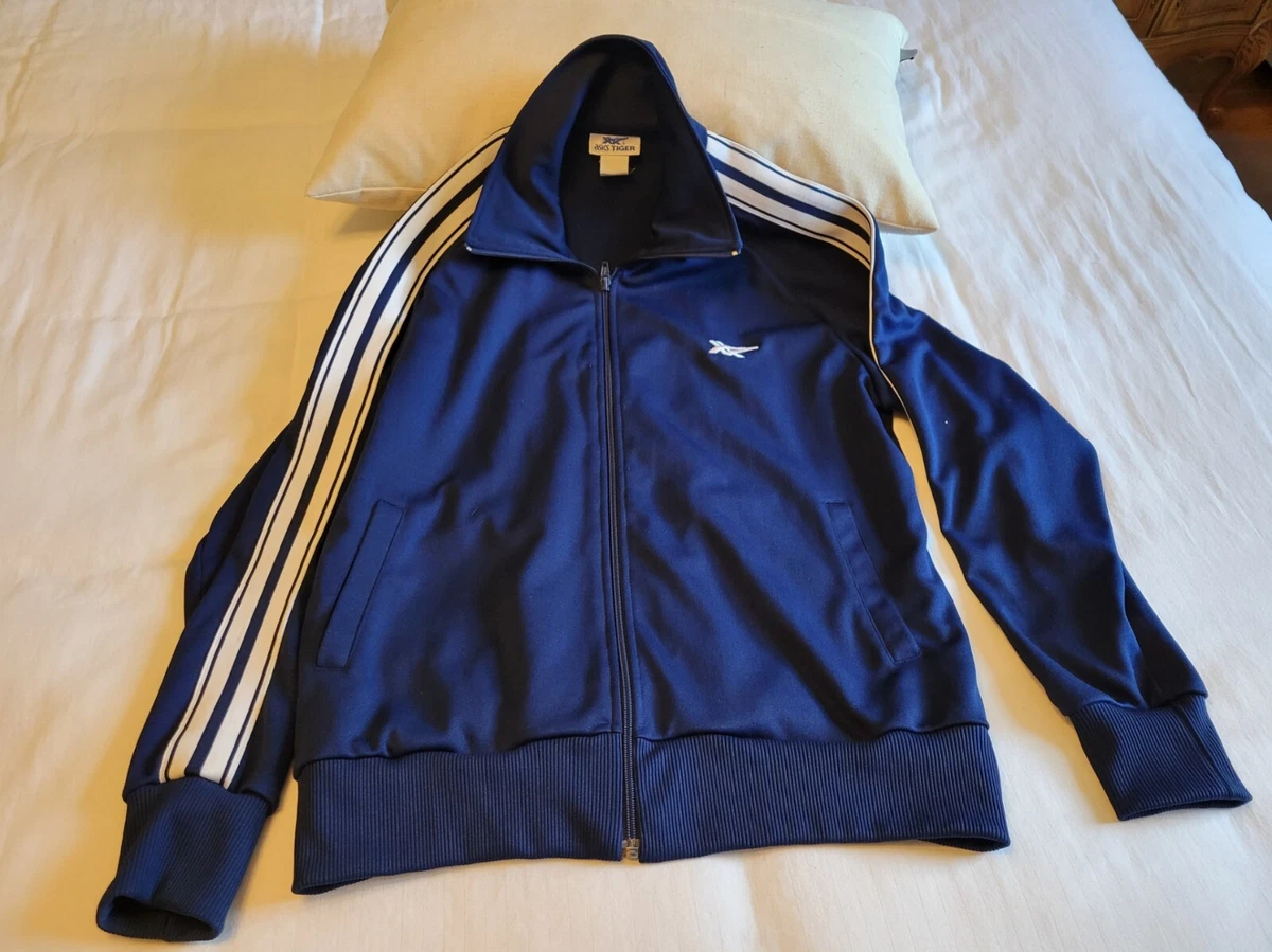 Vintage ASICS blue men's medium zip-up track jacket EUC
