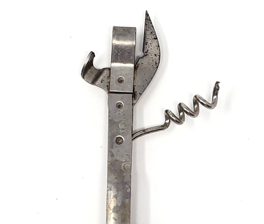A&J Ekco Can Bottle Opener Corkscrew Tempered Tool Steel USA Made Vtg READ