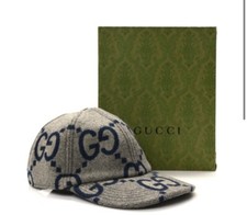 Gucci Wool Jumbo GG Baseball Cap L Navy Grey