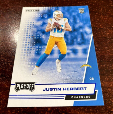 2020 Playoff Football JUSTIN HERBERT ''BLUE'' RC SP Goal Line LA CHARGERS     