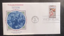 THE CAROLS OF CHRISTMAS 1975 DECK THE HALLS   FLEETWOOD CACHET FDC VF UNADDR