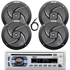 Pyle PLCD43MRB Marine Bluetooth CD Radio, 4x 5.25" 180W Black Speaker, Antenna
