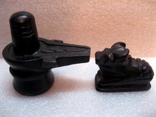 Shivling Statue Black Stone Lord Shiva Shiv Lingam With Nandi Bull - Energized