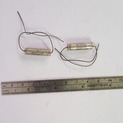 West-Cap 17K3102-3 .001uf 300v PIO Hermetical sealed Axial NOS Lot of 2