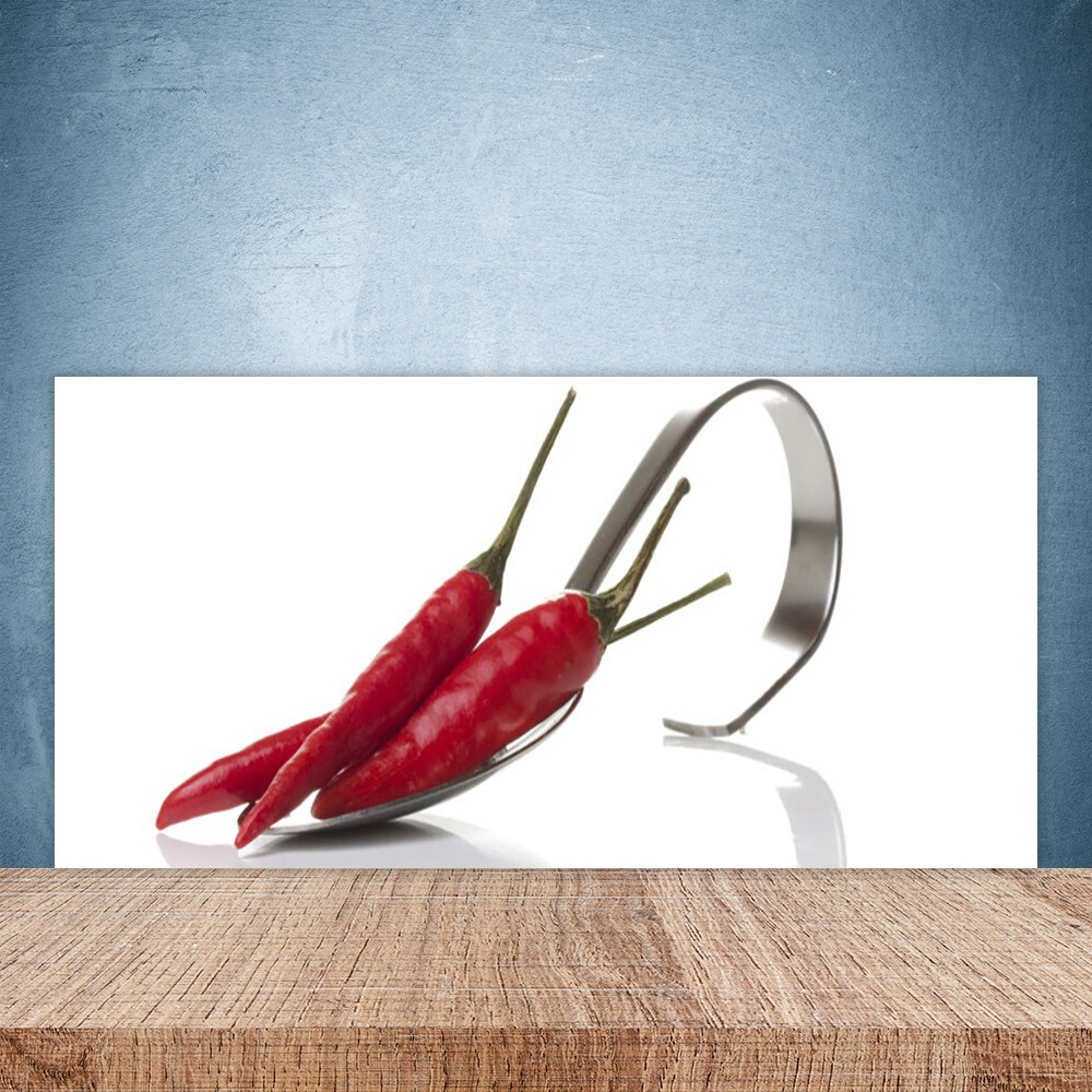 Crédence en verre 100x50 anti-projections motif chili pour plaque de cuisson