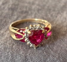 10 Karat Gold Herz Rubin Ring Vintage gebrauc...