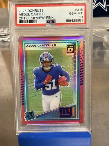 2025 Panini Donruss - Rated Rookie Abdul Carter Optic Preview Pink Prizm PSA 10!