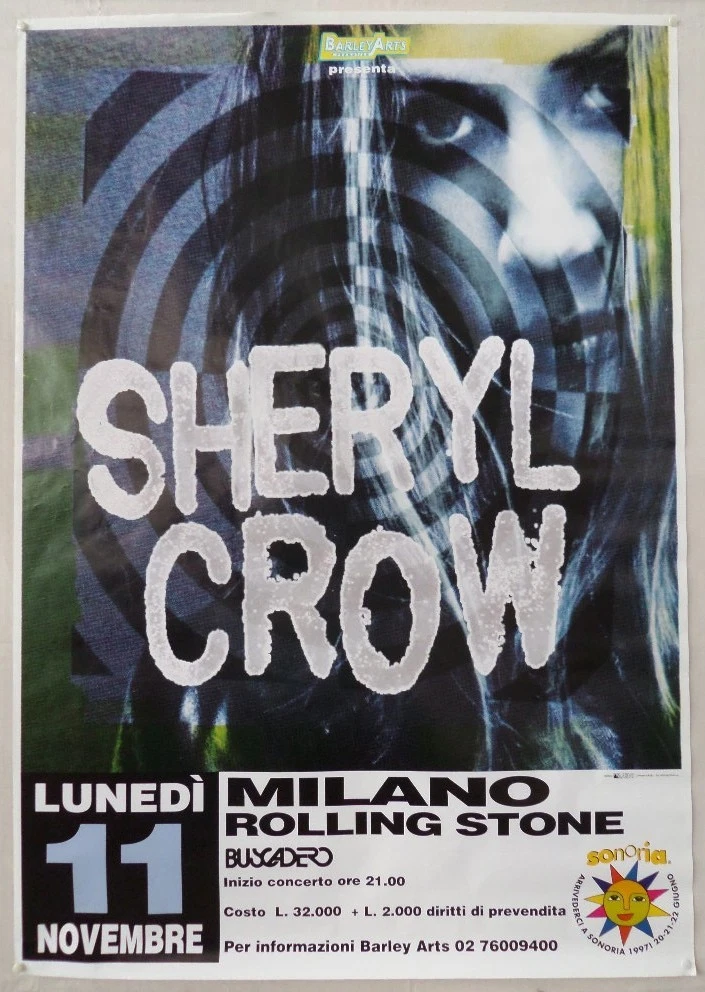 original promo poster SHERYL CROW Tour 1996 Milan Rolling Stone (136)