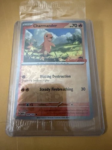 Pokémon Charmander Reverse Holo Card 004/165 GameStop Exclusive Sealed Promo