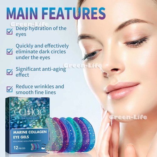 Under Eye Patches for Dark Circles & Puffy Eyes (6 Pairs, 12PCS) Marine Collagen - Picture 4 of 16