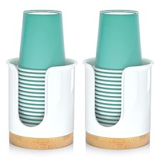 2 Pack Bathroom Cup Dispenser - Small Cup Holder and Mouthwash Cups Holder fo...