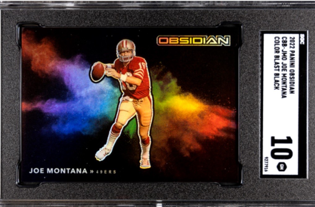 2022 Panini Obsidian - Color Blast Black Joe Montana #CBB-JMO