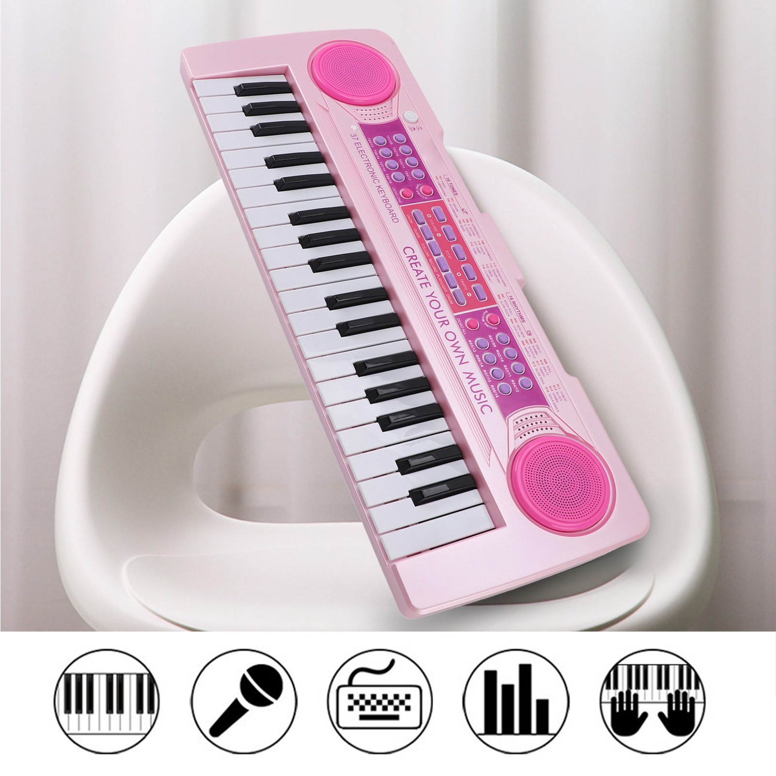Pianoforte Elettronico 37 Tasti Puzzle Educativo Portatile Bambini Tastiera Pianoforte per Bambini foto 2