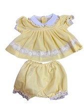 Vintage 9/12m Yellow Frilly Set Daisy Ruffle Lace Trim 2 Piece Baby Girl