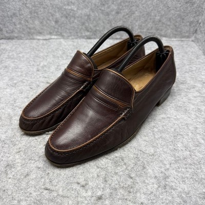Bally Italy Brown Leather Penny Loafers Mens 8.5M Slip On Dress Shoes