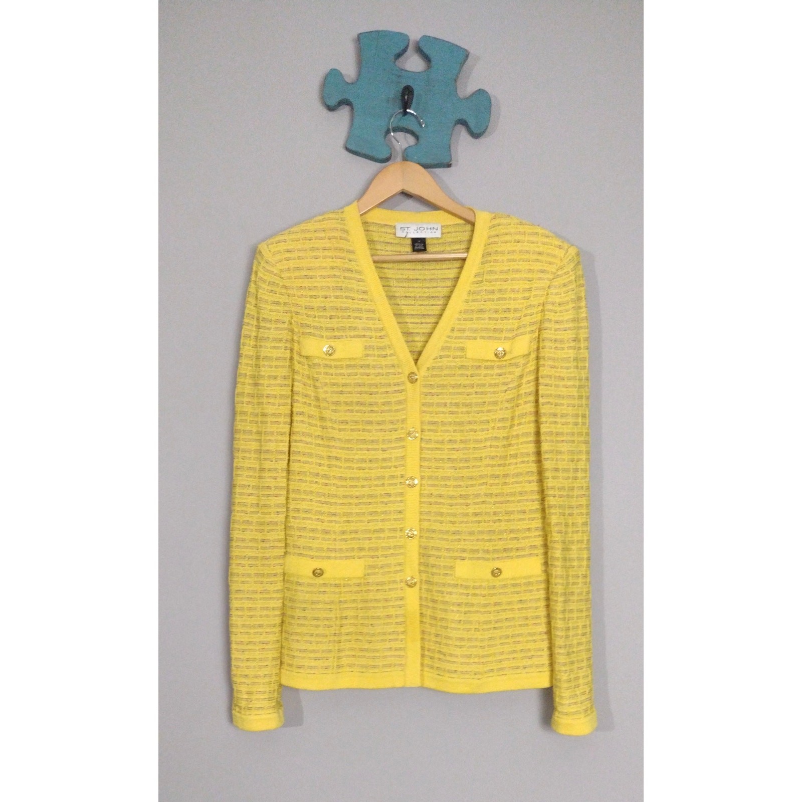St John Collection Multicolor Yellow Button Front… - image 2