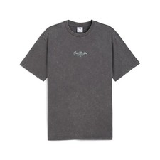 PUMA Graphic Font Play Relaxed Washed Crew Neck Short Sleeve T-Shirt Mens Grey C