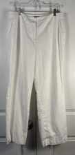 Talbots Southampton 100 Linen Pants 12P White Lined High Rise Str Leg