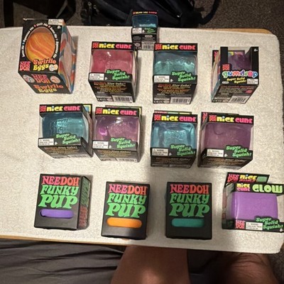 NeeDoh Super Solid Squish Lot 13 Nice Cube Glow Gumdrop Funky Pup Swirlie Eggs 
