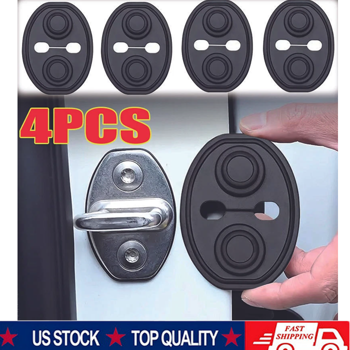 4PC Car Door Lock Protective Cover Silicone Shockproof Cushion Trim Accessories