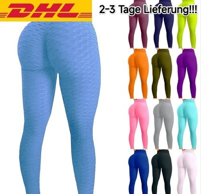 Damen Anti Cellulite Leggings Push Up Sporthose Fitness Gym Yoga Stretch Leggins
