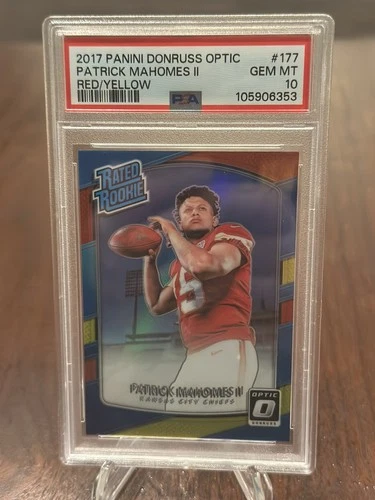 2017 PANINI DONRUSS OPTIC RED/YELLOW #177 PATRICK MAHOMES II ROOKIE RC PSA 10