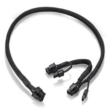 OwlTree Braided ATX PSU 8 Pin Male to Dual 8 6 2 75 centimeters, Black